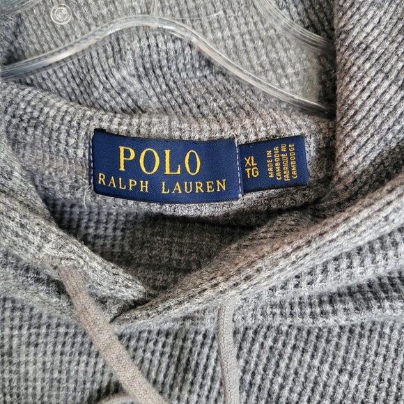 POLO Ralph Lauren Grey Knit Pull Over Cotton Hoodie In size XL - Picture 6 of 11